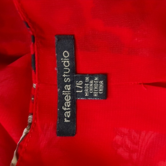 Rafaella Studio Royal Red Leopard Designs Blouse Size L - Picture 16 of 16